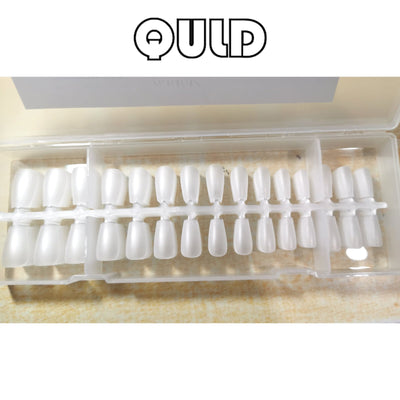 QULD False Nail Tips, Tip Press on Nails Long Square, Pre-applied Tip Primer and Base Coat Cover, No Need to File Soft Gel Fake Nails for Nail Extension Easy DIY