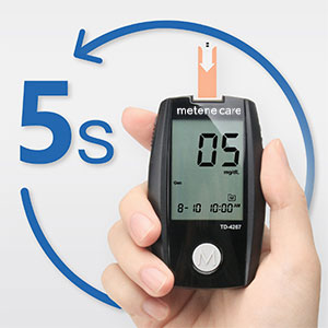 Metenecare blood glucose meter ,Blood Glucose Monitor Kit, 100 Glucometer  Strips, 100 Lancets, 1 Blood Sugar Monitor, Blood  Sugar Test Kit with Control Solution, Lancing  Device, No Coding, Black,Large Display