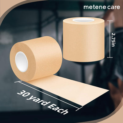 Metenecare athletic Tape, 45ft Per  Roll, Easy to Tear and No Residue,  Sport Tape for Strains and Sprains,  Hypoallergenic and Breathable (Beige)