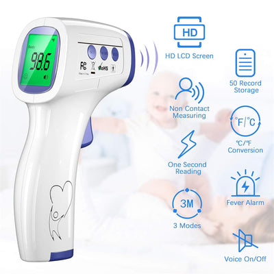 LENMER Non Contact Thermometer, LCD Screen and Temperature Data Memory