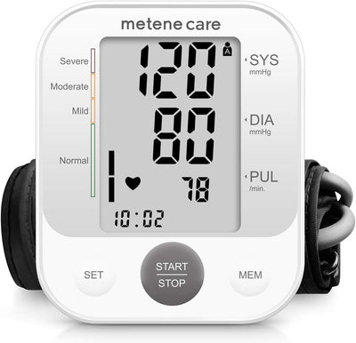 Metenecare  blood Pressure monitor,Smart Wireless Monitor with Adjustable Large Cuff(8.7-16.5in) & Backlit Display, APP Unlimited Memory for 2 Users Tracking,White