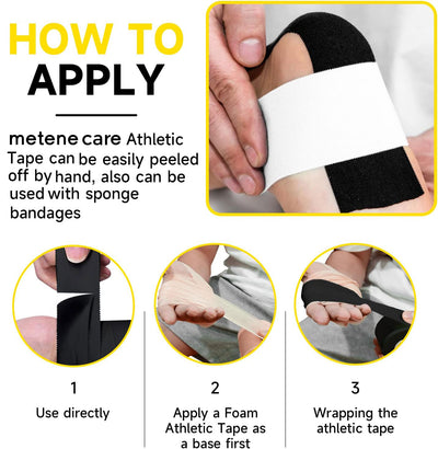 Metenecare adhesive bandages Self Adhesive Bandage  Wrap 12 Pack, Athletic Tape 2 Inches X 5 Yards,  Sports Tape, Breathable, Waterproof, Elastic  Bandage for Sports, Wrist and Ankle Wrap Tape,  Non-Woven Bandage(Black)