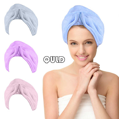 QULD Drying Cap Hair Wrap Absorbent Hair Turban Head Wrap with Bow Knot Plopping Towel for Women for Curly Long Thick Wet Hair