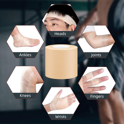 Metenecare athletic Tape, 45ft Per  Roll, Easy to Tear and No Residue,  Sport Tape for Strains and Sprains,  Hypoallergenic and Breathable (Beige)