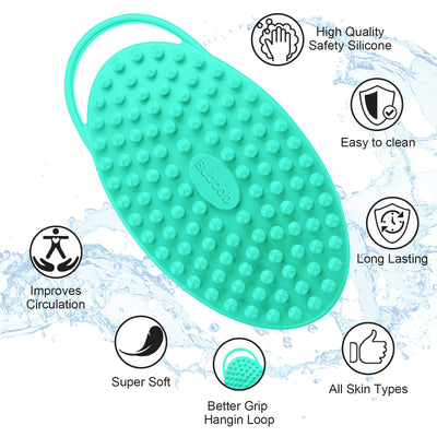Bubbob Bath brushes Silicone Body Scrubber, Exfoliating  Body Scrubber for Use in Shower,Lathers Well, Long  Lasting, Soft Body Scrubber for Shower and Bath  Skincare Routine(Green).