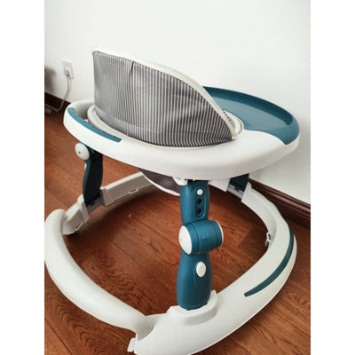 METENE Folding Baby Walker, Activity Walker for Baby,Adjustable Height,Safety Bumper, Infant Walker Anti-Rollover
