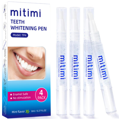 MITIMI Teeth Whitening Pen (4 Pcs), Beautiful White Smile, No Sensitivity, Effective, Painless,  Travel-Friendly, Easy to Use,  Mint Flavor