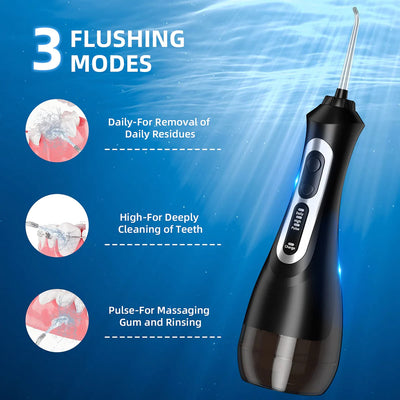 MITIMI Dental Oral Irrigator Rechargeable Water Dental flosser for Teeth Cleaning with IPX7 Waterproof, 3 Cleaning Modes,