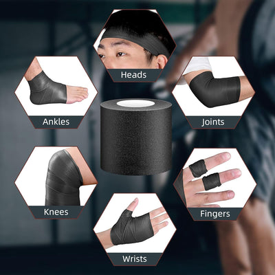 Metenehealth Athletic tape 45ft Per  Roll, Easy to Tear and No Residue,  Sport Tape for Strains and Sprains,  Hypoallergenic and Breathable (Black、blue、pink)