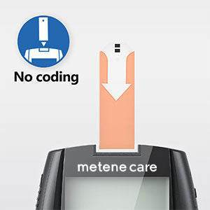 Metenecare blood glucose meter ,Blood Glucose Monitor Kit, 100 Glucometer  Strips, 100 Lancets, 1 Blood Sugar Monitor, Blood  Sugar Test Kit with Control Solution, Lancing  Device, No Coding, Black,Large Display