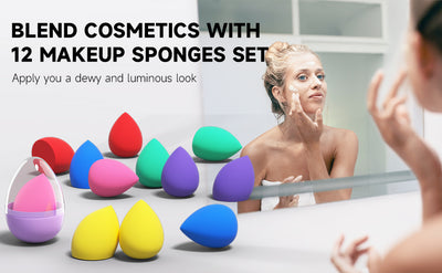 HUAUOO Makeup Sponges Set, Makeup Sponges for Foundation, Latex Free Beauty Sponges, Flawless for Liquid, Cream and Powder