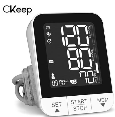 CKEEP Bluetooth Blood Pressure Machine, Smart Wireless Blood Pressure Monitor with Adjustable Large Cuff(8.7-16.5in) and Backlit Display, APP Unlimited Memory for 2 Users and Smart Tracking