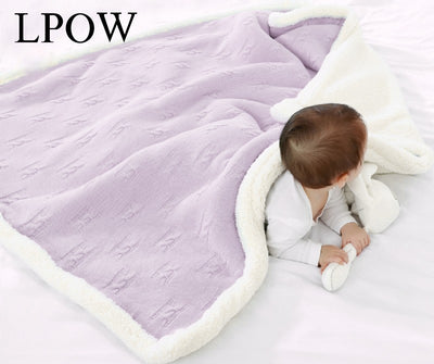 LPOW Baby Blankets Cotton Blanket Cotton Knitted Baby Nap blanket