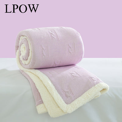 LPOW Baby Blankets Cotton Blanket Cotton Knitted Baby Nap blanket