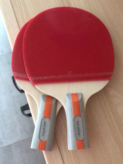 zaralike Bat for Table Tennis Bats for Games, Beginner's Double Racket Set 2 Pieces of Five Layer Poplar Straight Rackets (with 3 Balls)