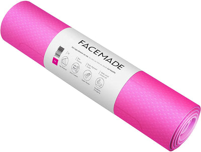 FACEMADE Non-Slip Yoga Mat High Density Anti-Slip，Fitness Yoga Mat, Comfort for All Types Exercise 72”x24”, Body Alignment, Free Mat Strap
