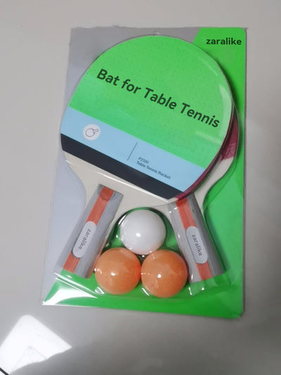 zaralike Bat for Table Tennis Bats for Games, Beginner's Double Racket Set 2 Pieces of Five Layer Poplar Straight Rackets (with 3 Balls)