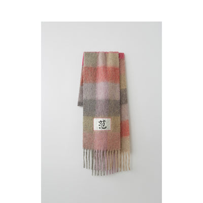 范 Contrast Color Rainbow Fringe Square Couple Shawl Warm Bib Scarf Female Winter