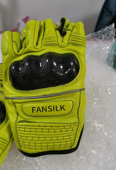FANSILK Motorcycle Riding Leather Gloves Locomotive Sheepskin Half-finger Cowhide Retro Racing Rider Breathable Anti-fall