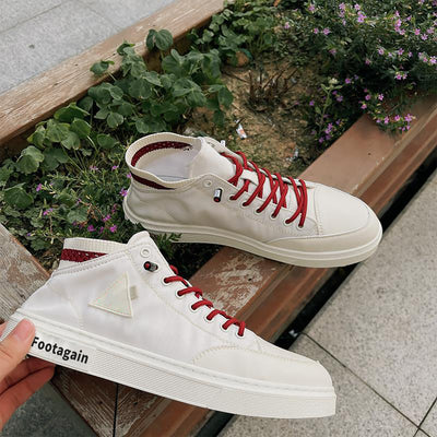 Footagain Summer Breathable Cloth Shoes Men's Shoes 2021 New Trendy Canvas Shoes Men's High-top Shoes Men's Casual Shoes Mid-top