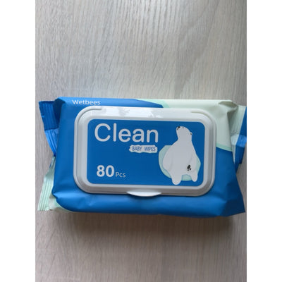 Wetbees Baby Wipes, Unscented, Simply Clean Baby Wipes, Convenient Flip Lid, 80PCS