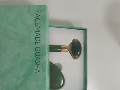 FACEMADE GUASHA Jade Roller and Gua Sha Set, Guasha Massage Tool for Face, Eyes, Neck Skin Care, Beauty Facial Natural Jade Stone for Relieving Wrinkles and Firming