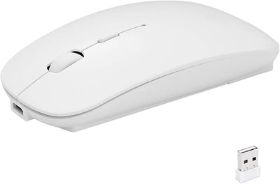 Wetene Rechargeable Wireless Mouse,3 Adjustable DPI ，Less Noise,2.4G Slim Silent Click Wireless Optical Mice, Portable Mobile Wireless Mouse for Notebook, PC, Laptop, Computer, (White)