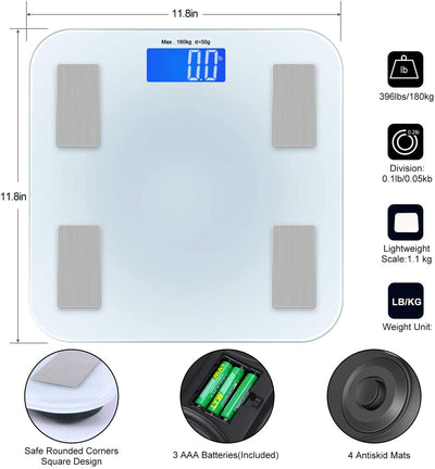 Wetene Scales Digital Weight, Smart Body Fat Scale Scales for Body Weight Digital Bathroom Scale Weighing Scale Weight Scale Step-On Technology 400lb