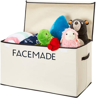 FACEMADE Chests for Toys,Toy Storage Organizerds Suit for Living Room, Nursery, Playroom, Closet etc. – Extra Large Collapsible Toys Bin with Flip-top lid for Children & Dog Toys, Great Box for Boys and Girls