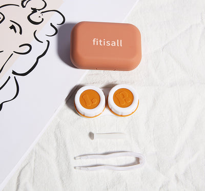 fitisall Pure Color Advanced Frosted Contact Lens Case Cute and Compact Portable Storage Box Cosmetic Contact Lens Myopia Companion Box