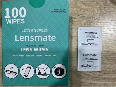 Lensmate Cleaning Wipes, 100Pcs Pre-Moistened Eyeglass Wipes Individually Wrapped Glasses Cleaner for Eyeglasses, Sunglasses, Camera Lenses