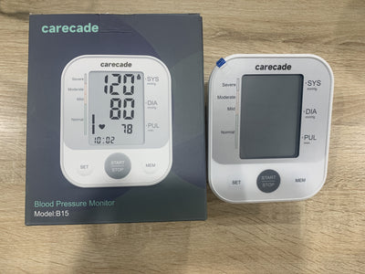 Carecade Blood Pressure Monitor Upper Arm BP Cuff Machine, Automatic High Blood Pressure Machine Kit with Cuff 22-40cm, Pulse Rate Monitor for Home Use