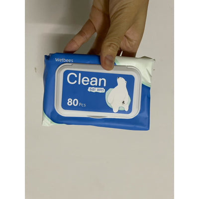 Wetbees Baby Wipes, Unscented, Simply Clean Baby Wipes, Convenient Flip Lid, 80PCS