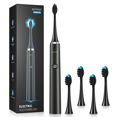 mitimi Electric Toothbrush, Rechargeable Power Sonic Toothbrush with 40000VPM, 5 Optional Modes, Smart Timer, 5 Dupont Brush Heads, Ultrasonic Toothbrush for Adults, IPX7 Waterproof