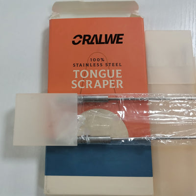 ORALWE Tongue Cleaner Oral Tongue Cleaner Brush for Scraping Tongue Coating to Remove Bad Breath Stainless Steel Tongue Scraper Two Pieces